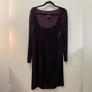 Jones New York Rich Brown Velour Long Sleeve Dress